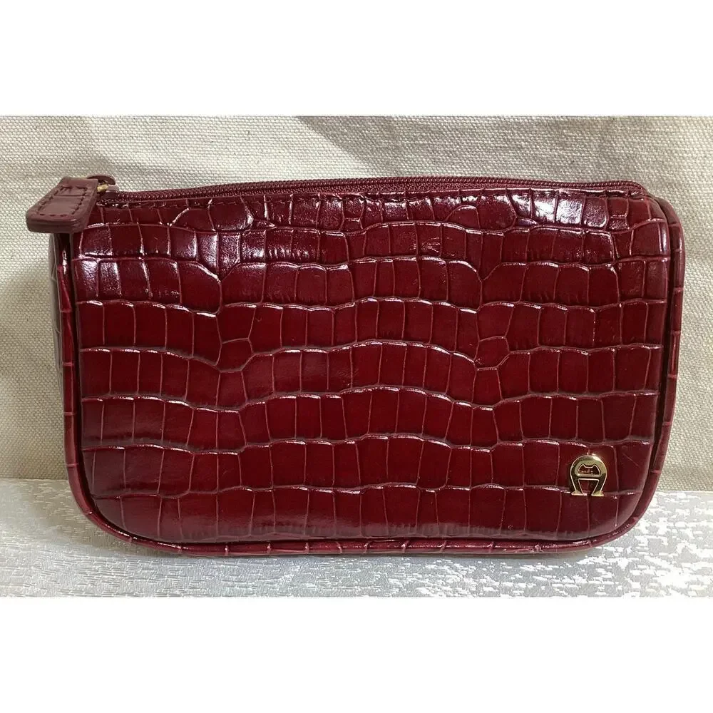 Etienne Aigner cosmetic bag croc embossed